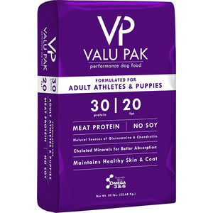 Valu-Pak 30/20 Dog Food Purple Bag