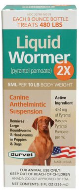 Durvet Liquid Wormer 2X Pyrantel Dog Dewormer, 8-oz