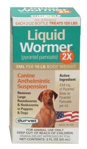 Durvet Liquid Wormer 2X Pyrantel Dog Dewormer, 2-oz