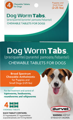 Durvet Dog Worm Tabs 2-25 lbs 4 Count