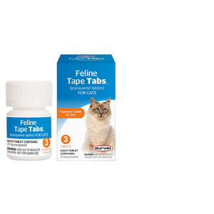 Durvet Feline Tape Tabs 3 Count Tapeworm Tablets for Cats