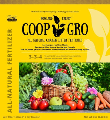 COOP GRO Organic Chicken Litter Pelleted Fertilizer, 3-3-4, 6 lb