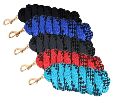 Braided Softy Cotton Lead Rope with Brass Snap 10' (assorted)