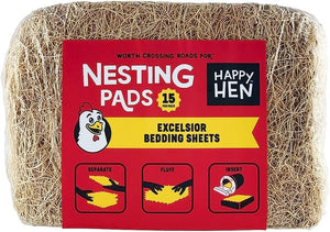 Happy Hen Treats Nesting Pads Excelsior Nest Box Bedding for Poultry, 15-count