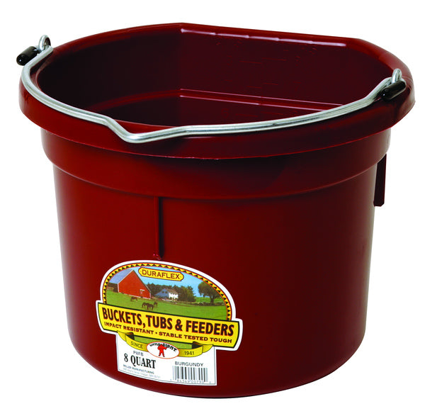 FLAT BACK PLASTIC BUCKET 8 QT BURGUNDY