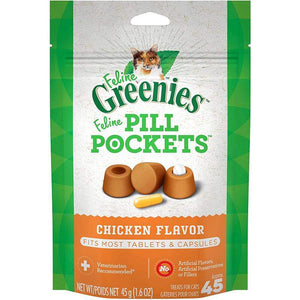 Feline Greenies Pill Pockets Chicken Flavor Cat Treats, 45-count