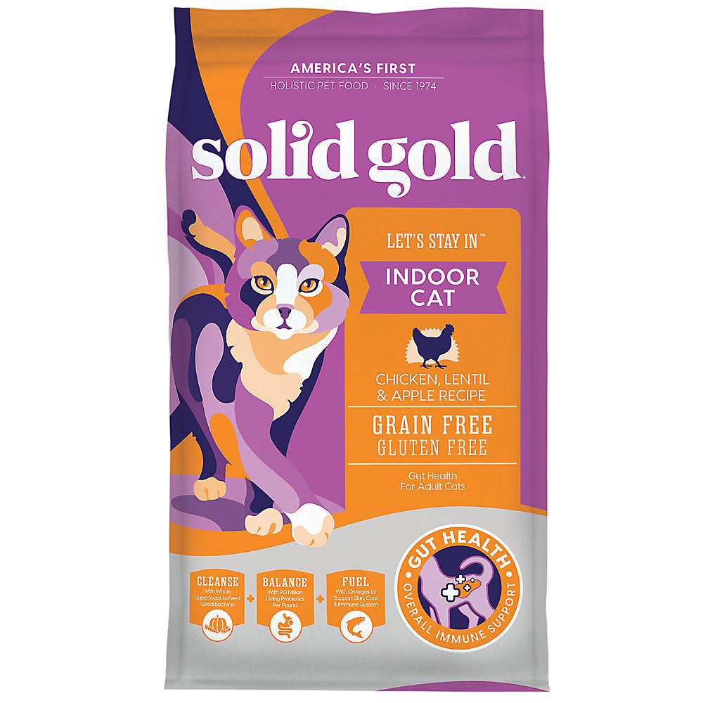 Solid Gold Let's Stay In Indoor Chicken, Lentil & Apple Recipe Adult Grain-Free Dry Cat Food