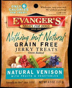 Evanger's Grain Free Oven Baked Free Range Venison Jerky 4.5 oz