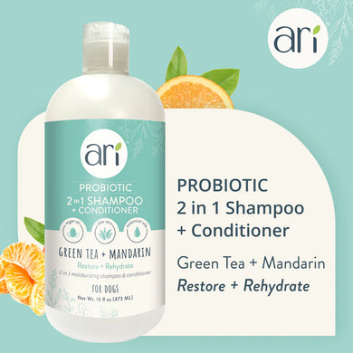 Ari Probiotic 2 in 1 Conditioning Shampoo Green Tea & Mandarin Restore & Hydrate  16 oz