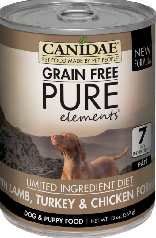 Canidae PURE Grain-Free Limited Ingredient Lamb, Turkey & Chicken Wet Dog Food Can, 13-oz
