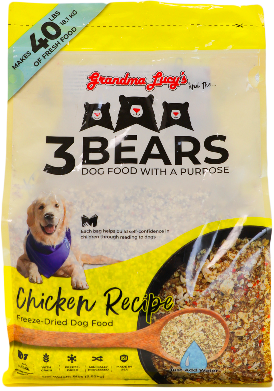 Grandma Lucy's 3 Bears Chicken Freeze-Dried Dog Food, 8 lb