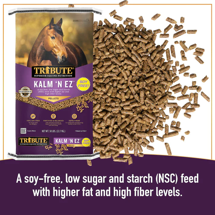 Soy-Free Kalm 'N EZ® Pellet, Low NSC Horse Feed  Equine 50lb bag