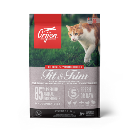 ORIJEN Fit & Trim Dry Cat Food Free-Run Chicken & Turkey, Wild-Caught Herring & Flounder 4-lb