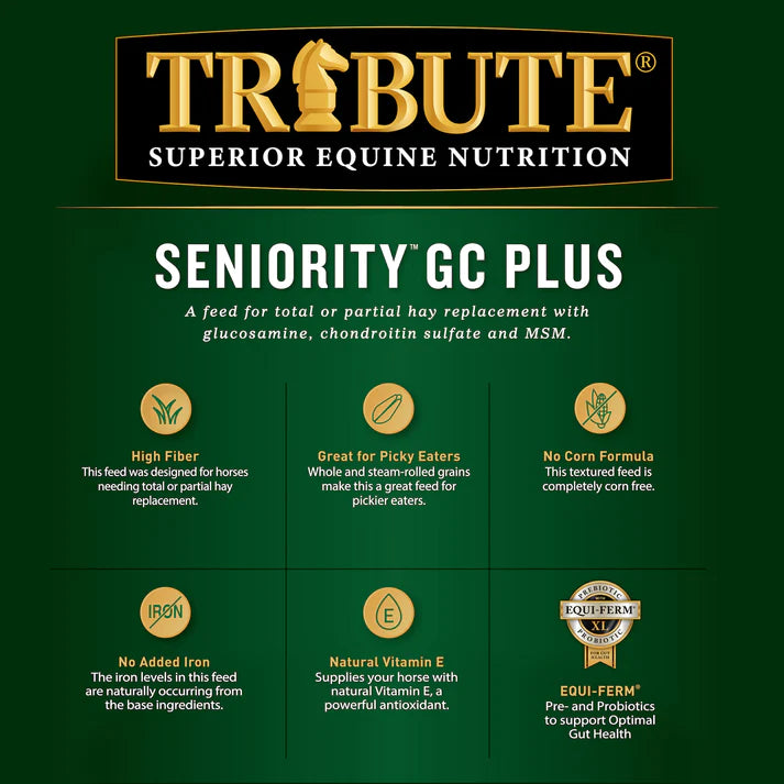 Seniority® GC Plus Horse Feed, Textured, Hay Replacement Feed with Joint Support