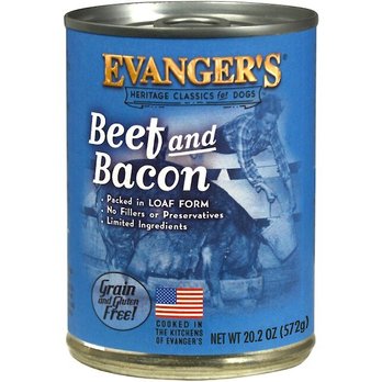 Evanger's Classic Grain & Gluten Free Beef & Bacon Canned Dog Food, multi sizes