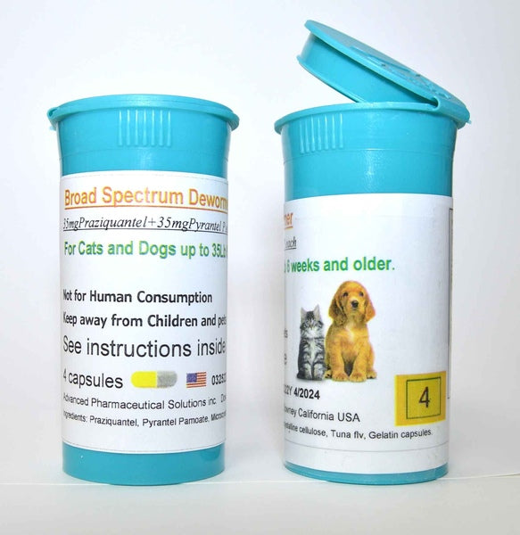 Broad Spectrum  Dewormer Capsules (4) Cat & Dog up to 35 lbs