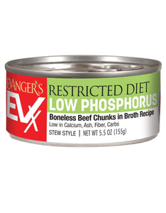 Evanger's EVX Restricted Diet Low Phosphorus Beef Chunks in Broth 5.5 oz