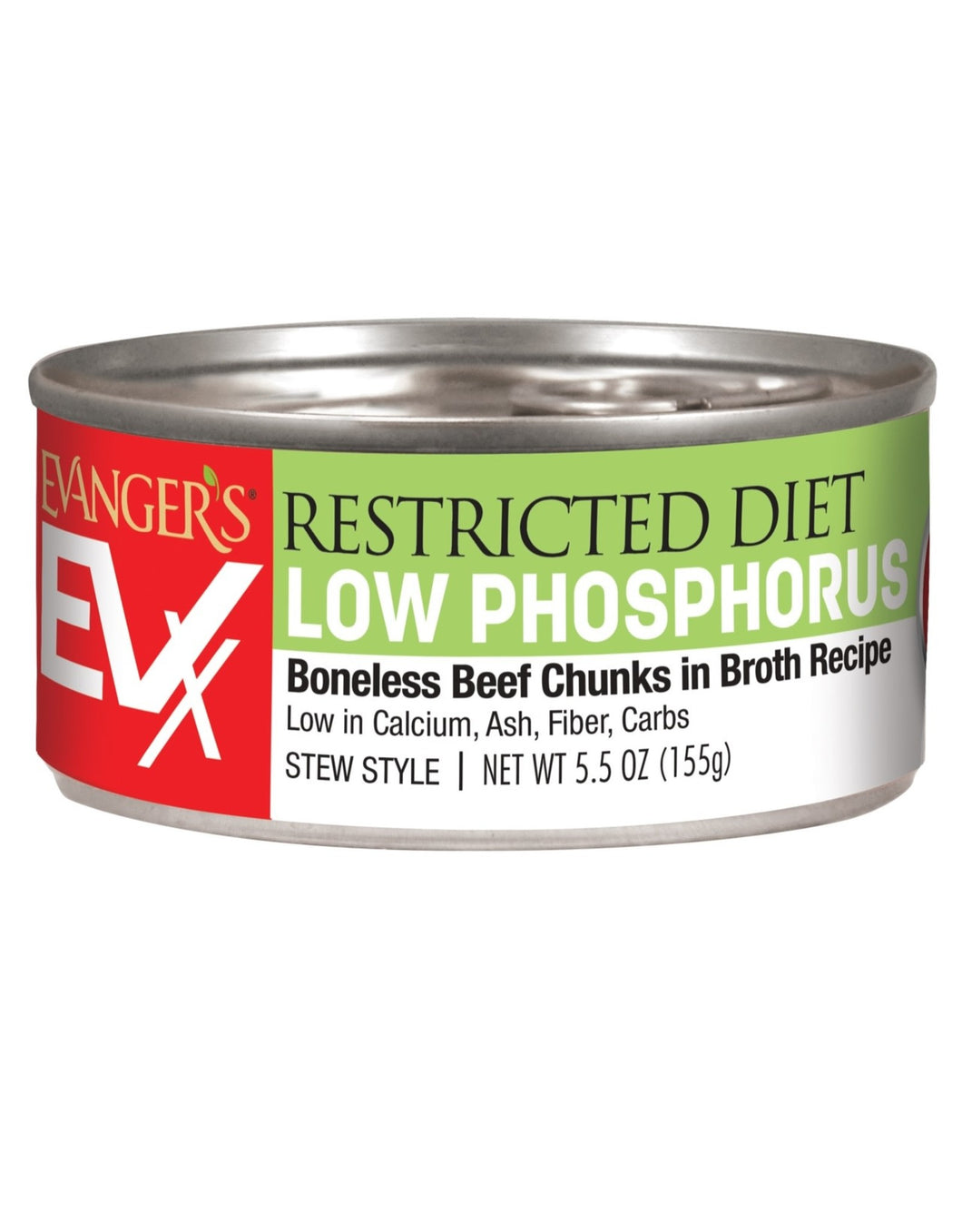 Evanger's EVX Restricted Diet Low Phosphorus Beef Chunks in Broth 5.5 oz