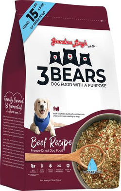 Grandma Lucy's 3 Bears Beef Freeze-Dried Dog Food, 1-lb