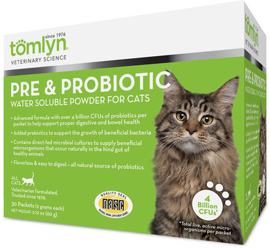 Tomlyn Pre & Probiotic Water Soluble Powder Cat Supplement, 30 count
