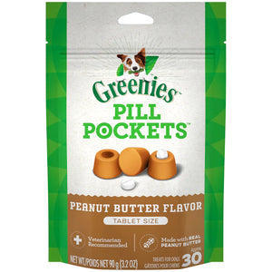 GREENIES Peanut Butter Flavored Tablet Pill Pockets, 30 Count, 3.2oz