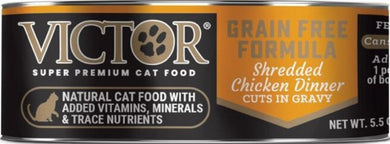 Victor Shredded Chicken Dinner in Gravy Canned Cat Food, 5.5-oz