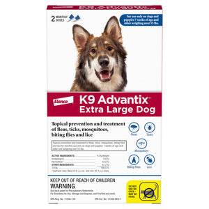K9 Advantix Flea & Tick Treatment for Extra Large Dogs Over 55-lb, 2-pack