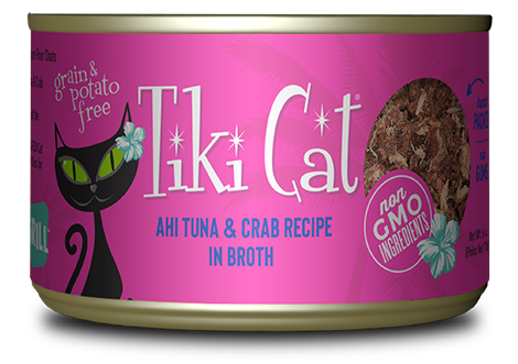 Tiki Cat Grill Ahi Tuna & Crab Recipe in Broth Wet Cat Food Can, 6-oz