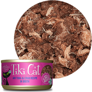 Tiki Cat Grill Ahi Tuna & Crab Recipe in Broth Wet Cat Food Can, 6-oz