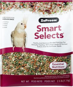 Zupreem Smart Selects Medium Bird Food Cockatiels, Lovebirds, Conures, Quakers