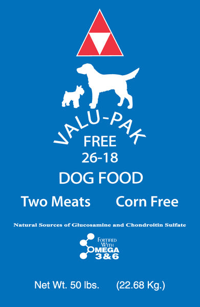 Valu-Pak Free 26/18 Blue Bag Dog Food All Life Stages 50lb